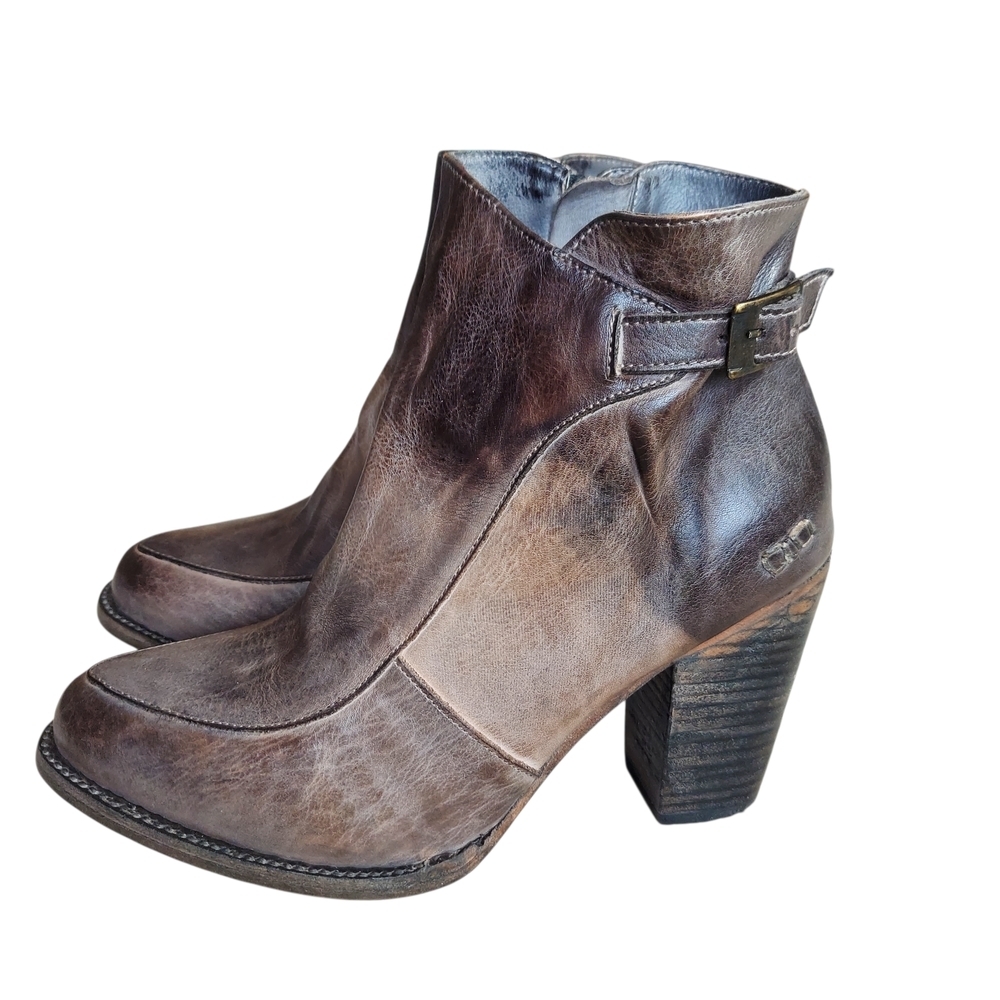 Bed Stu Isla Distressed Leather Buckle Ankle Boots Block Heel - Picture 14 of 14